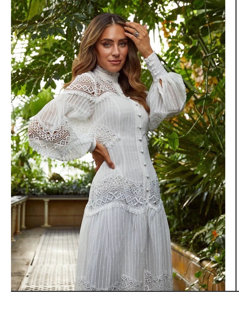 Karen Millen White Lace Long-Sleeve Maxi Dress